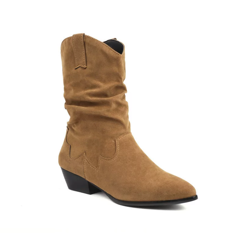 Martens, denim demi-season low boots pointy toe, mid-length