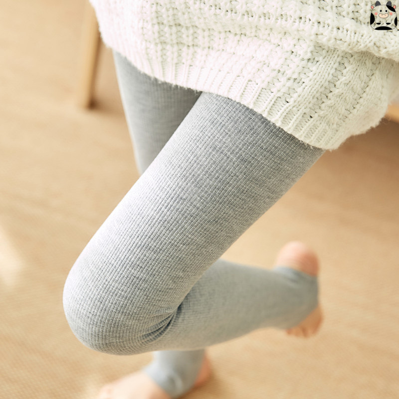 Autumn and Winter Women's Fleece-Lined Thick Leggings, High-Waisted, Ribbed, Slimming, Footed Tights