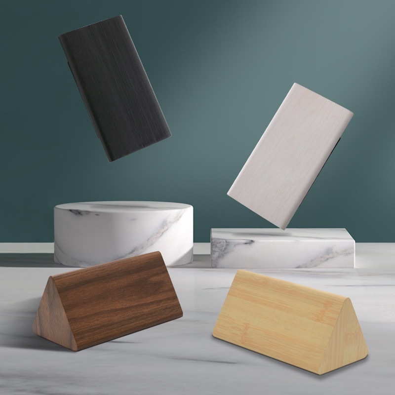 Amazon estudiante regalo escritorio creativo triángulo reloj de alarma control de voz temperatura y humedad digital Reloj de madera electrónica