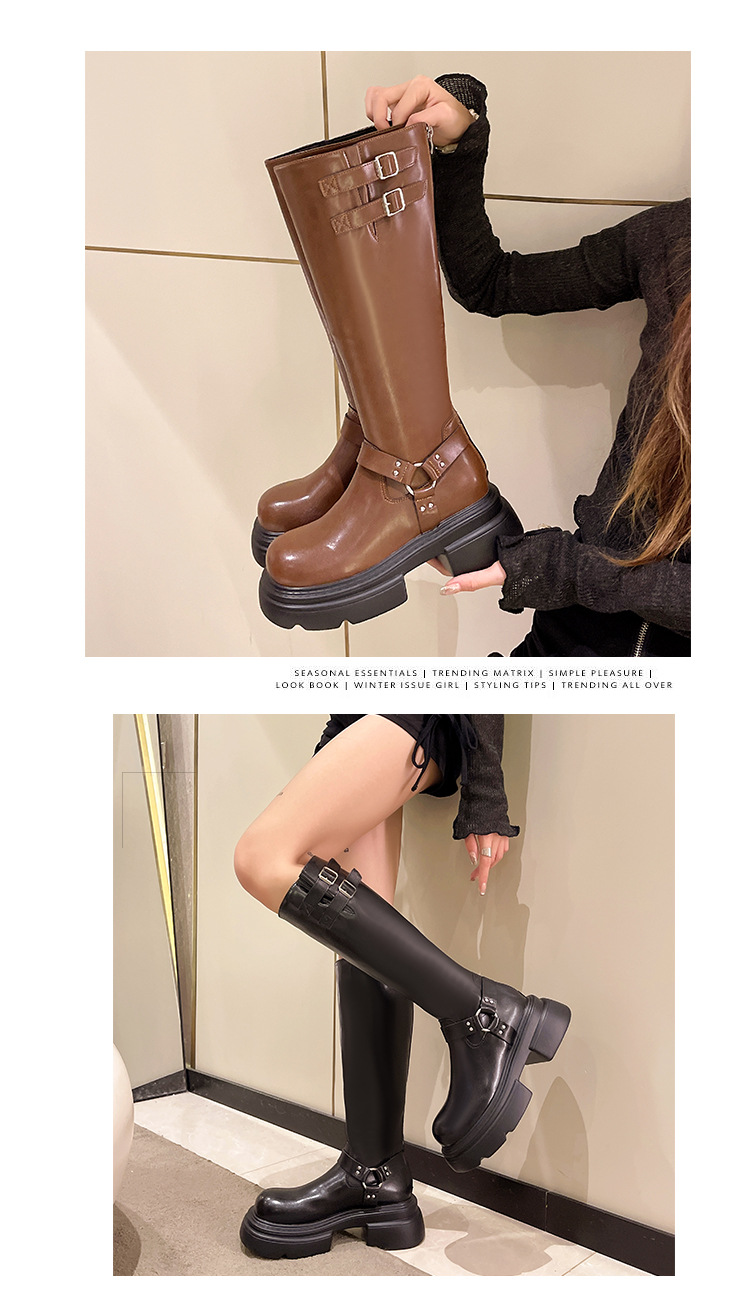 Talpă groasă, versatilă, cu tub lung pentru femei, în toamna anului 2024, cu o senzație de înaltă calitate. Statură mică, creștere în înălțime,_voghion.com