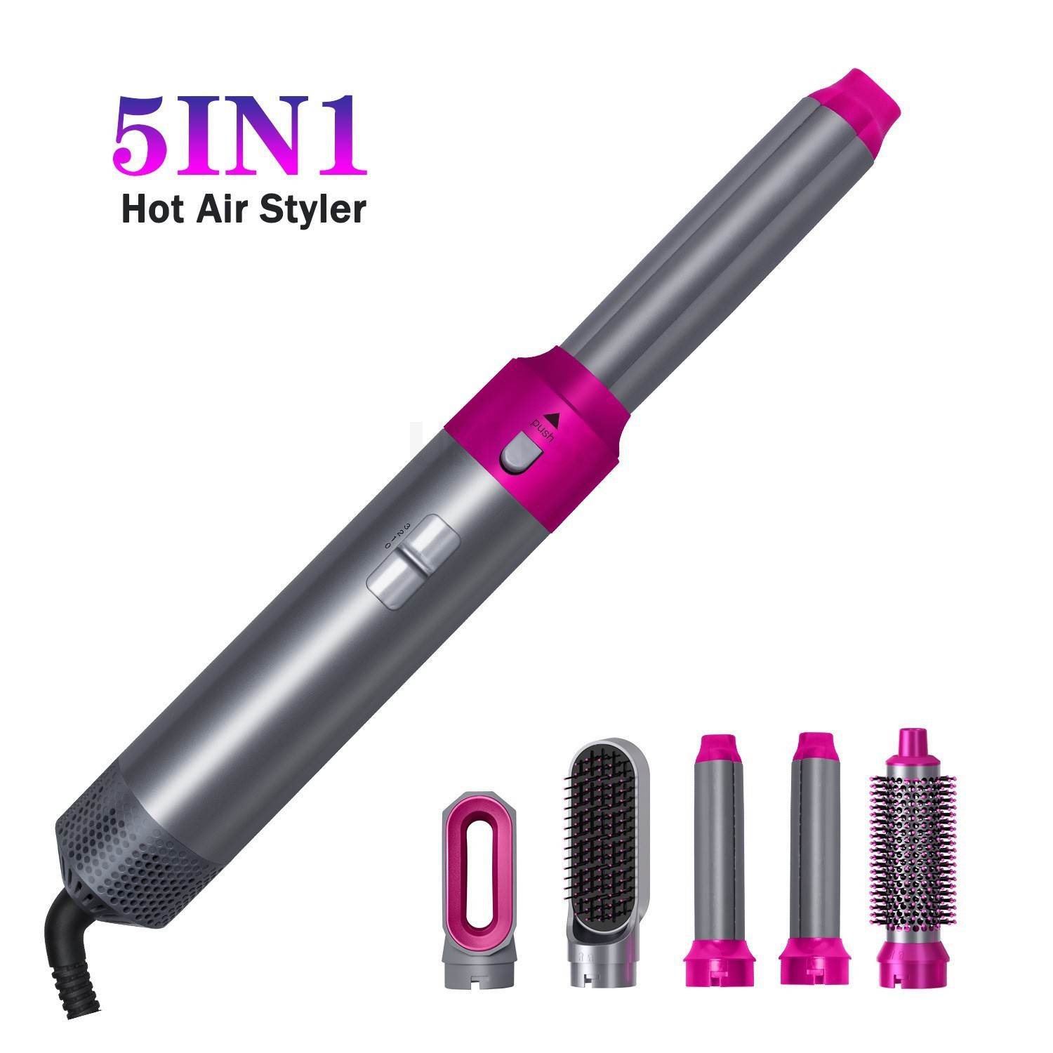 Cross-Border Popular Multifunctional Five-In-One Hot Air Comb Noise Reduction Hair Styling Hair Dryer Self-Absorbing Curling Iron All-In-One