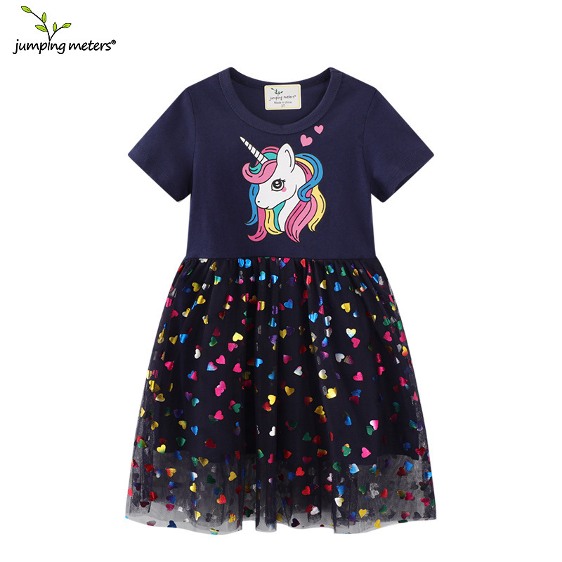 Children's Unicorn Princess Dress Summer Thin Breathable Small and Medium Girls' Skirt Knitted Dress Distribution and Delivery