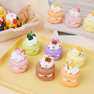 Simulation Macaron Cake Model Fruit Dessert Pastry Ornaments Mobile Phone Rope Bag Keychain Pendant Decorations