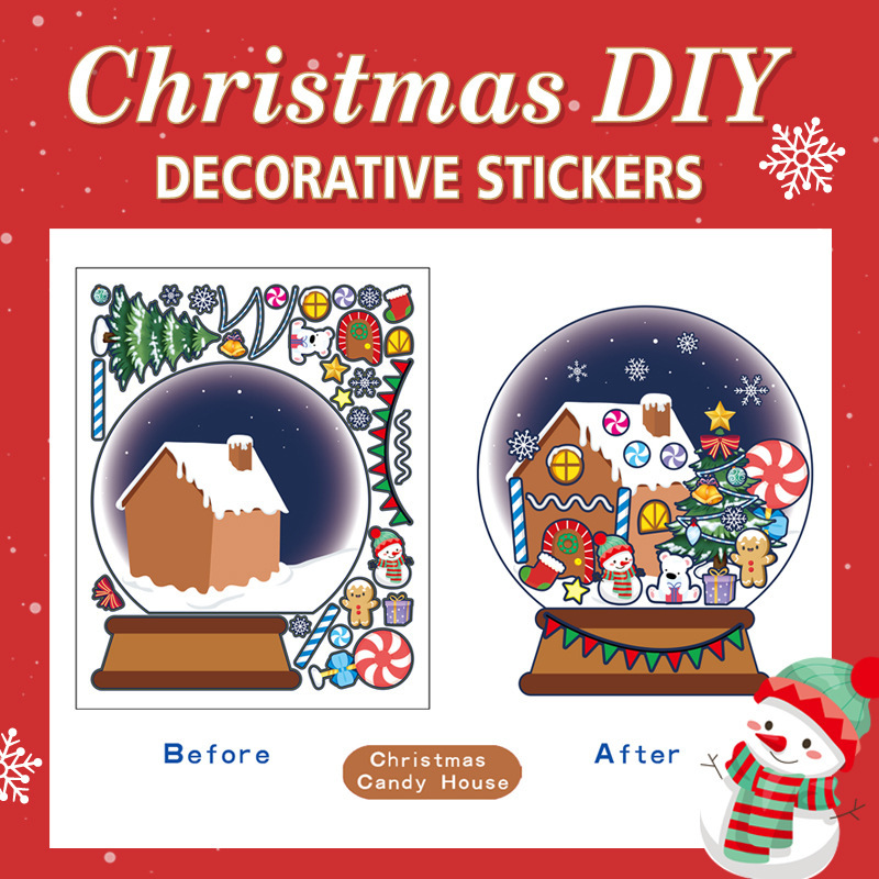 2023 New Christmas Tree and Snowman Window Decal Scene Decoration Santa Wall Sticker