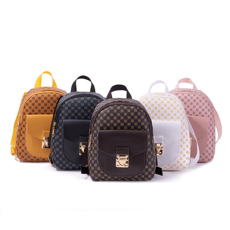 Ladiesbags Lock Women's Backpack Retro Mini Backpack Multi-Functional Storage Mobile Phone Coin Purse