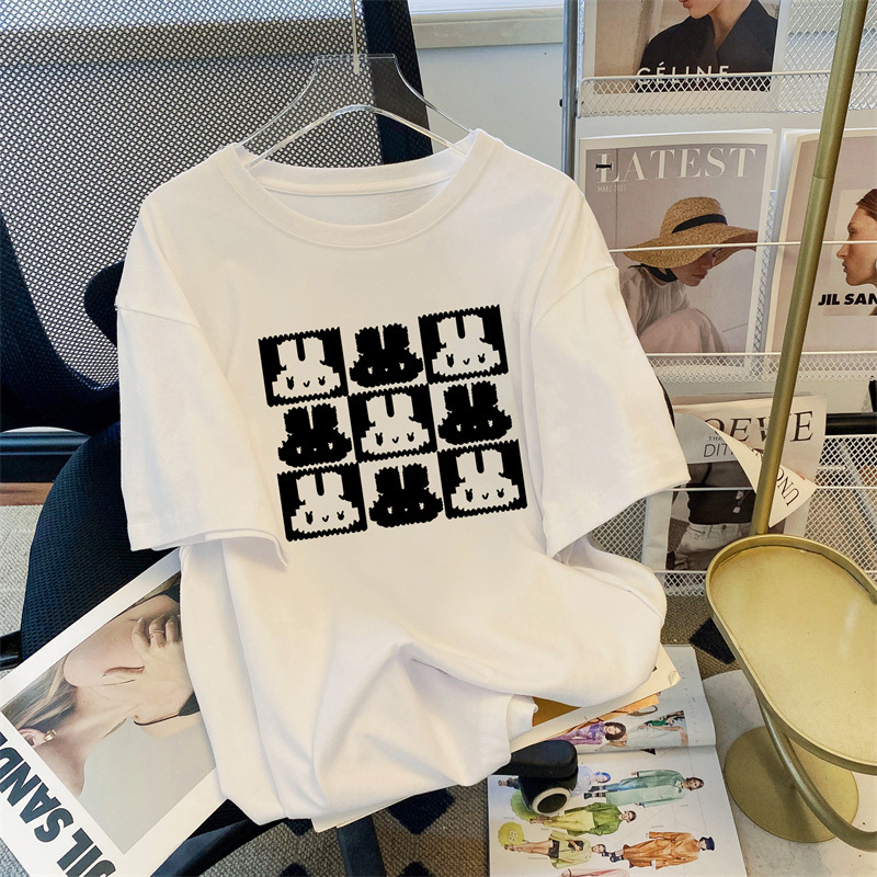 商品详情图_200克纯棉短袖T恤女夏季新款圆领夏装宽松大码女