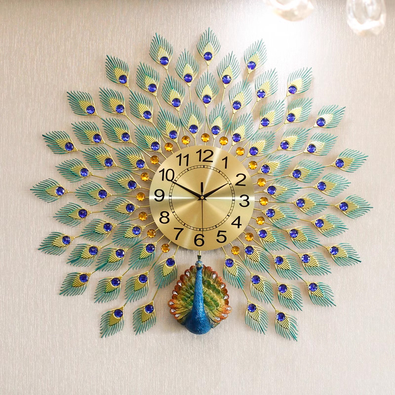 Peacock Clock Wall Clock Living Room Stylish Home Modern Simple Elegant Silent Quartz Electronic Clock Simple and Elegant