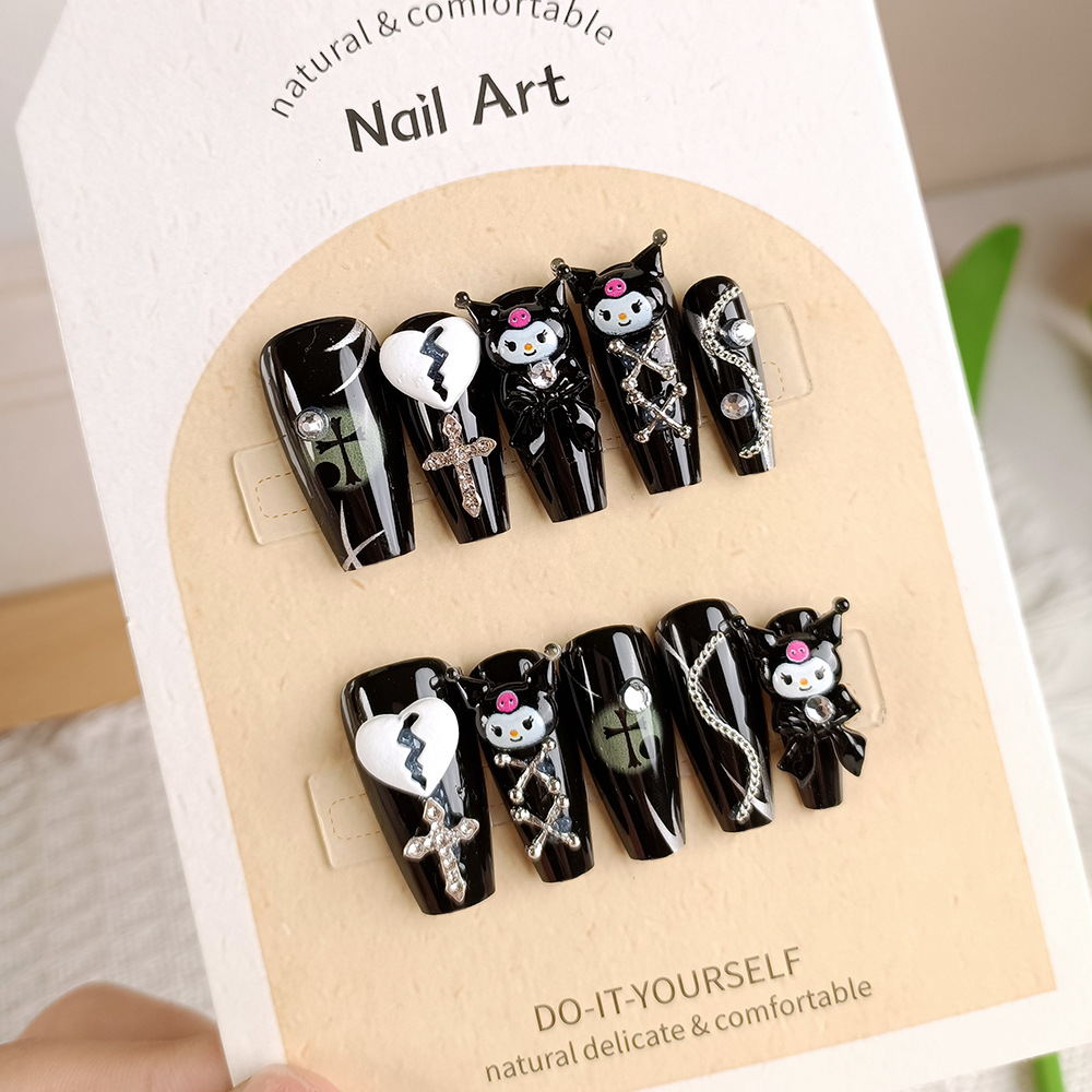 10 piezas de parche de uñas, parche de uñas de amor dulce Cool Kulomi, parche de uñas de uso manual