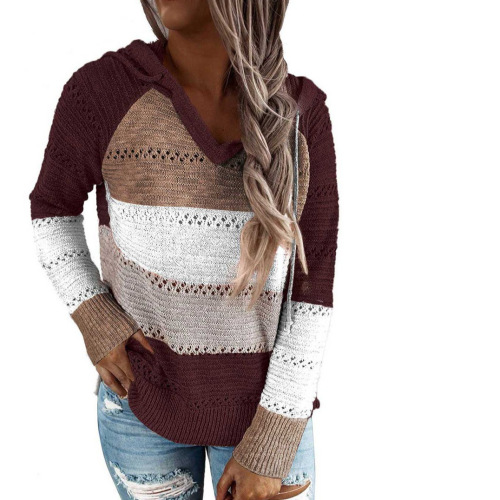 Original single Wishebay autumn and winter striped hooded sweater