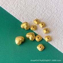 s925古法银镀金配件爱心隔珠配件桃心屁桃方形隔片钻石面刻面diy