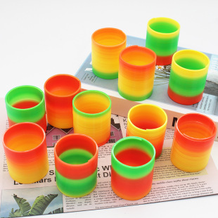 4.7*5.5cm rainbow ring children's educational toys spring ring mini colorful ring 80 nostalgic elastic ring wholesale