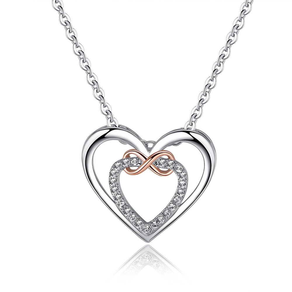 7g Weight Gold Plated Plating Material Rhinestones Inlay Material 925 Sterling Silver Rhinestones Plating Inlay Heart Shape Pendant Necklace