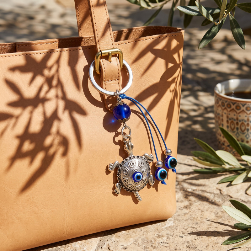 Ojos azules turcos pequeños llaveros de tortuga bolsos de automóviles llaveros accesorios personales pequeños regalos