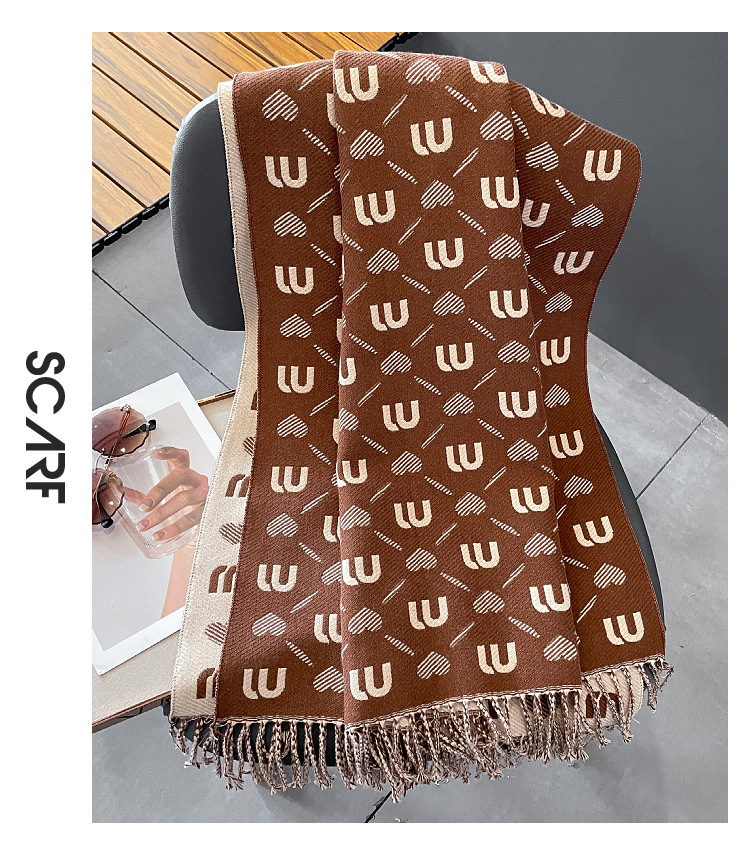 Nuova sciarpa in cashmere per donna in autunno e inverno, stile coreano abbinato, sciarpa bifacciale a griglia M, scialle alla moda, semplice, caldo e spesso_voghion.com