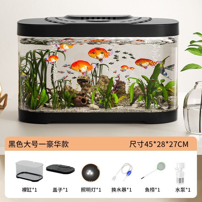 Nuevo tanque de peces transparente pequeño paisaje completo ecológico transparente casa sala de estar tanque de peces fábrica al por mayor