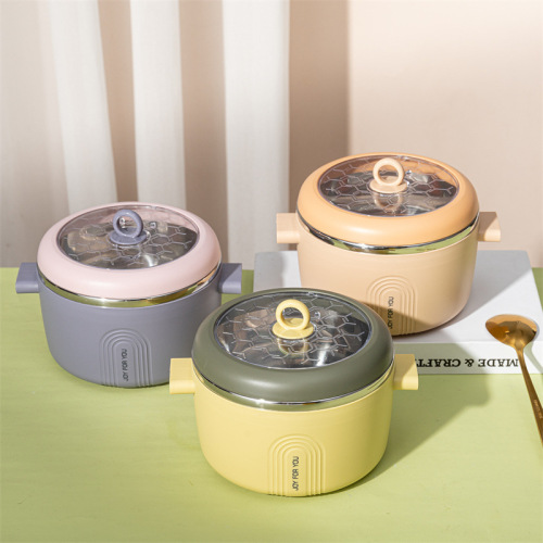 Large capacity food grade stainless steel lunch box, Korean bento lunch box, round student insulated lunch box wholesale