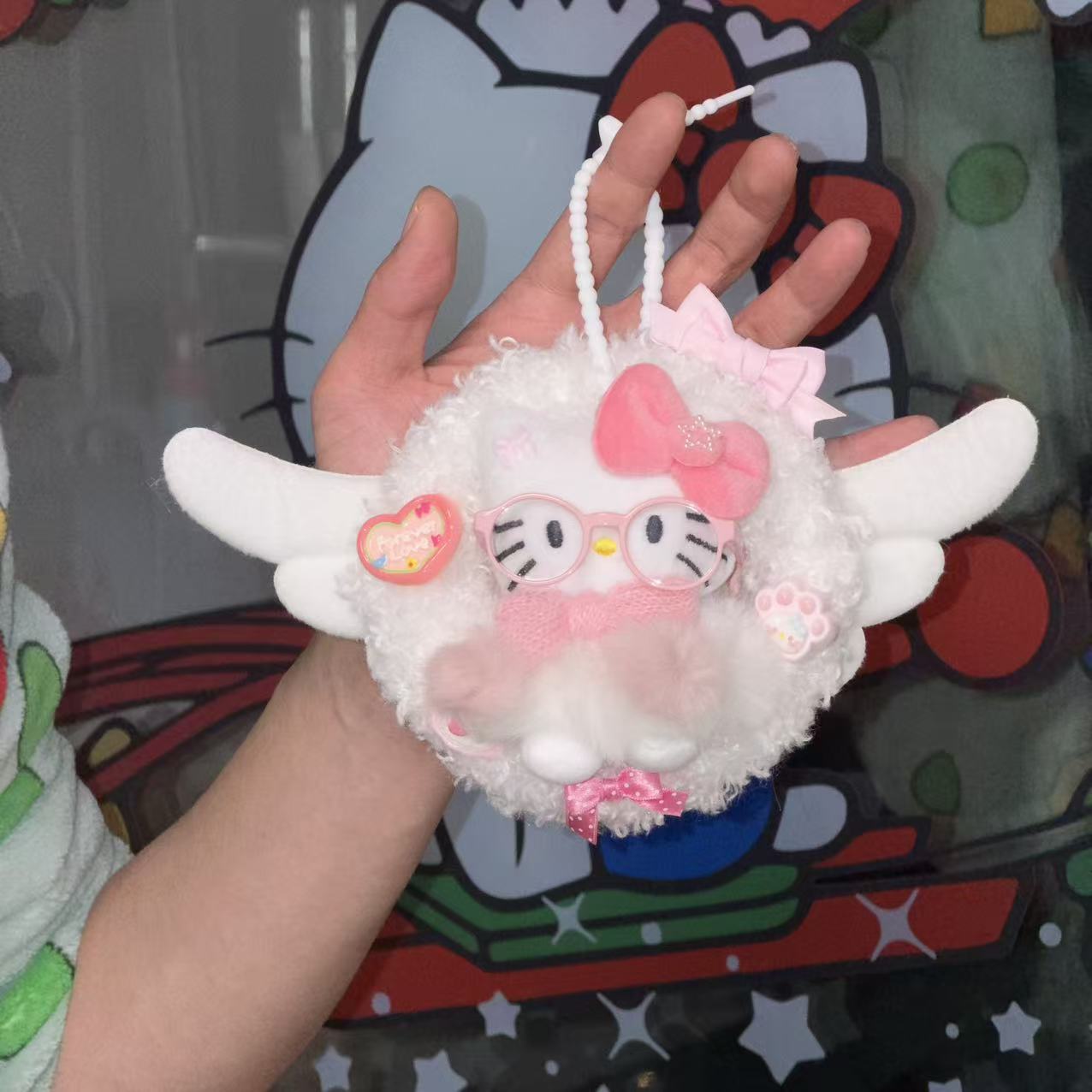 黒麦わら帽子キティ帽子ベビーペンダントラブバックル人形人形かわいいヘップバーンスタイルペンダントキーホルダー