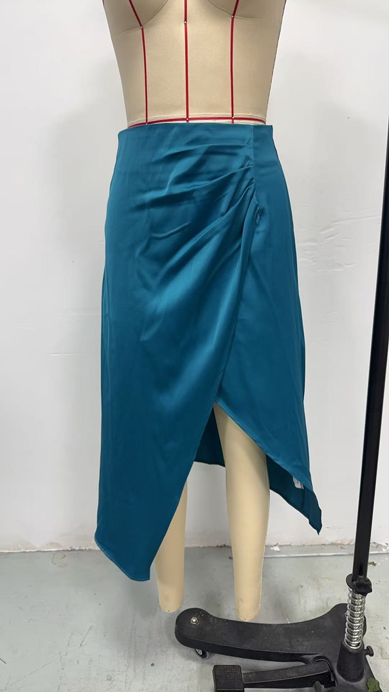 Women's Clothing Women's Satin Pleated Printed Striped Midi Skirt With Slit Style Summer For Formal & Casual For Women_ecoleips.com