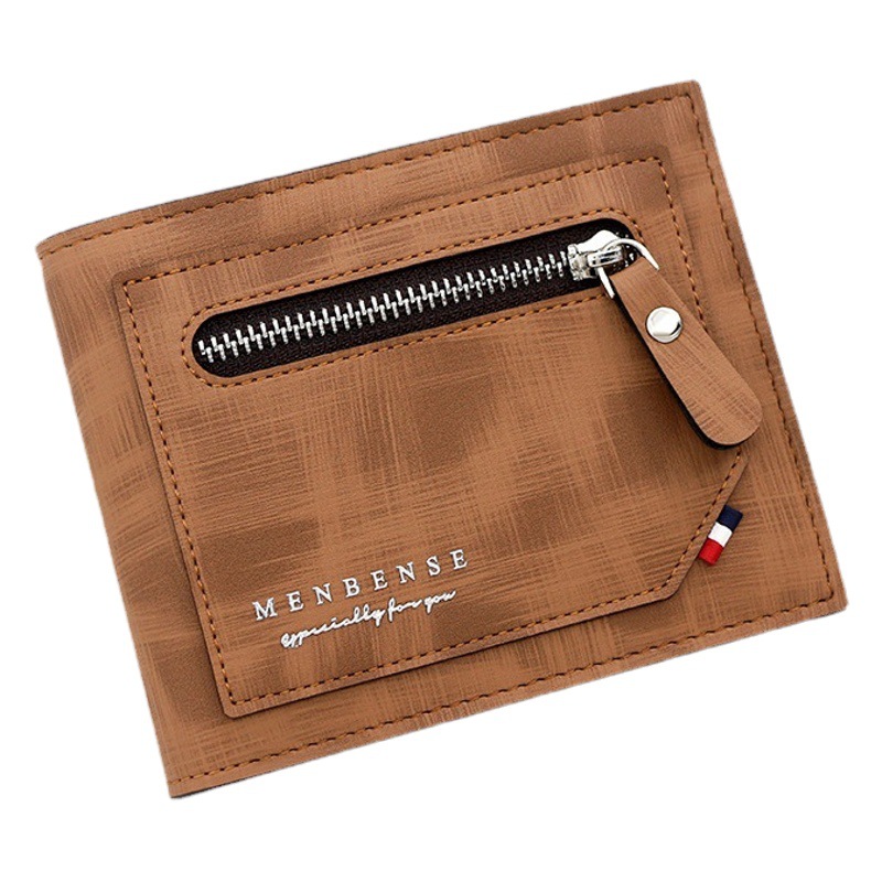 Nueva cartera corta de hombres esmerilados europeos y americanos multifuncional de gran capacidad con cremallera bolsa moneda bolsillo hombres bisagra billetera