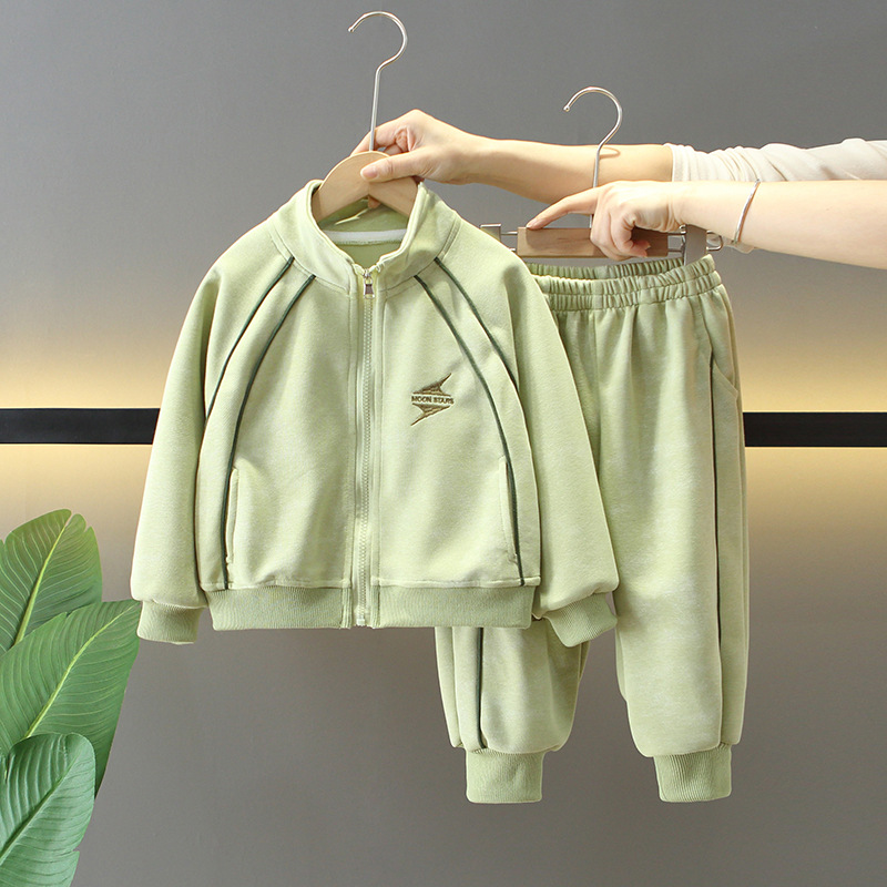 7730 traje de primavera para niños 2025 nueva ropa deportiva de primavera y otoño para niños ropa para niñas cárdigan de dos piezas para bebés