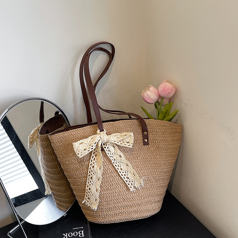 Große Geflochtene Strohtasche Für Den Strand Und Alltag_voghion.com