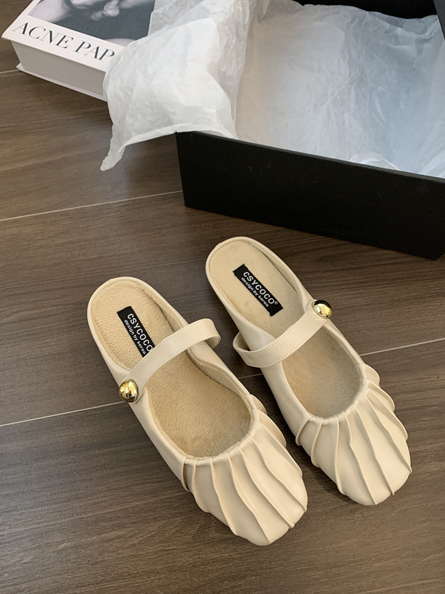 Zapatos de plata primavera y verano para mujer estilo caliente Baotou medio trapeador para llevar 2024 nuevas sandalias Mary Jane con falda zapatos individuales