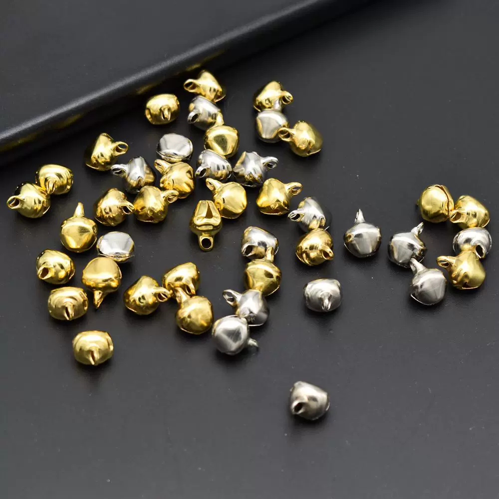 源头厂家金色一字铁铃铛响铃配饰手工DIY逗猫棒金银彩色铃铛挂件