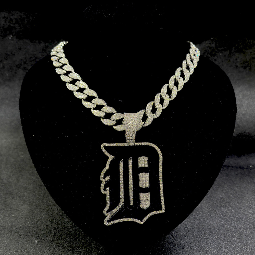 Europa y América Hip Hop Detroit Tigers Colgante de letras D hombre marca de moda personalidad de collar de rap personalizable image 10