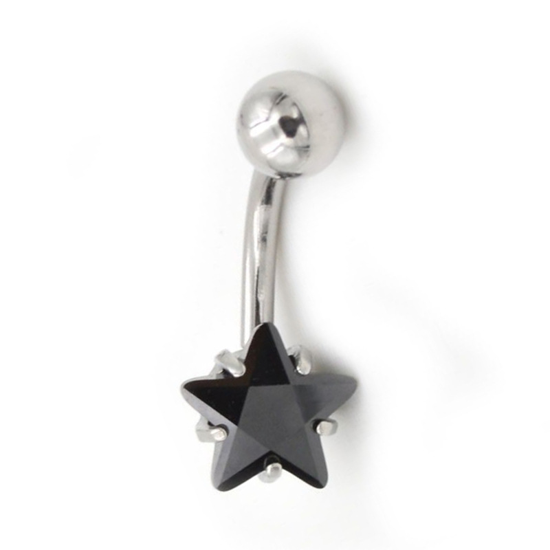 Piercing per ombelico in acciaio inossidabile di grado AAA, con stella a cinque punte, nuovo anello per ombelico in zircone a forma di stella placcato in oro_voghion.com