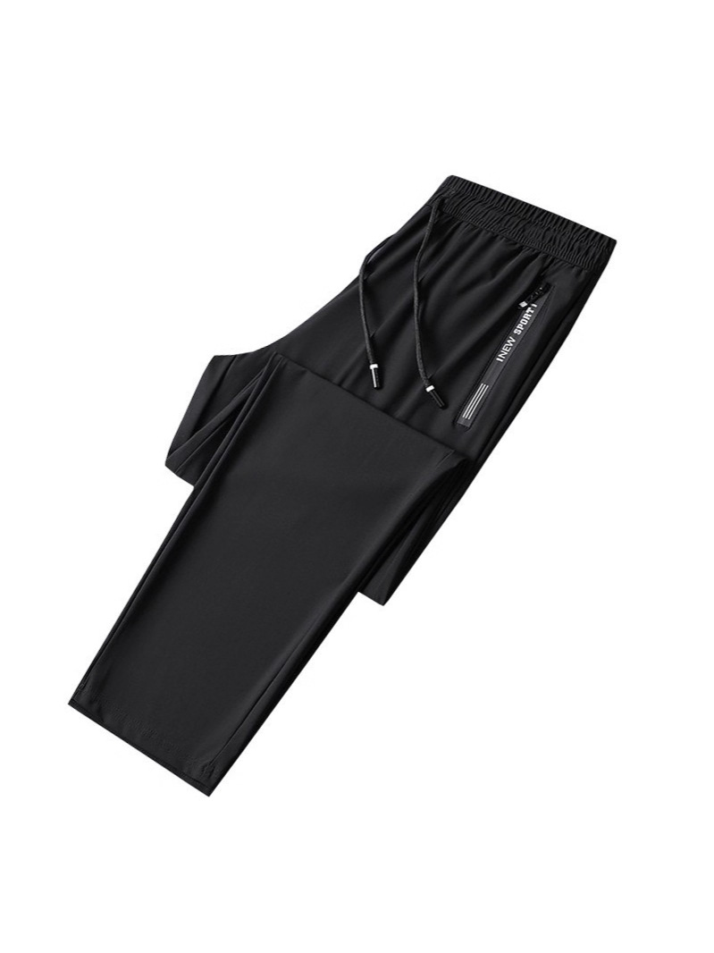 Summer Thin Air-Conditioned Pants Ice Silk Pants Men's Summer Sports Pants Breathable Black Trousers Quick-Drying Casual Leggings Sweatpants