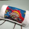 Cotton brocade fan (white fur)