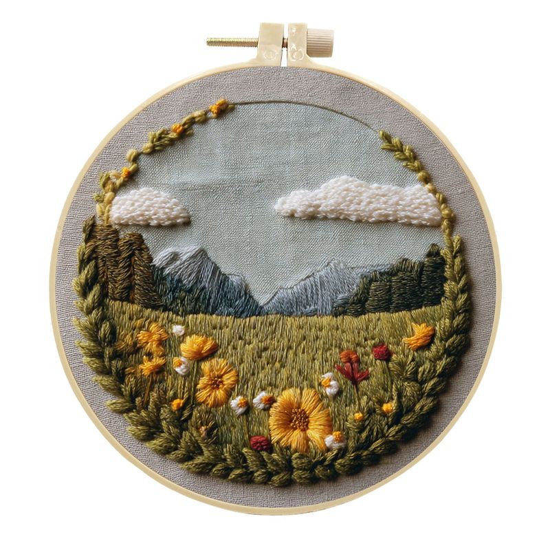 オリジナル-越境新商品 刺繍DIY 風景 手芸布素材キット クリエイティブ手芸針仕事 英語|undefined