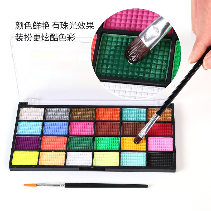 24-color pintura corporal soluble en agua pintura facial para niños halloween etapa maquillaje pintura crema