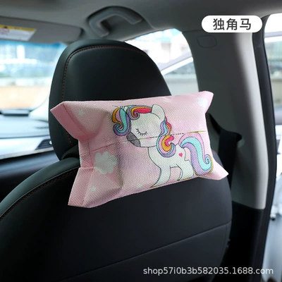 Creative Car Seat Tissue Box Hanging Car Seat Back Draining Cartoon Box Cover Car Interior Decoration Cartoon Cute (Car tissue box/set) - car-storage-bag-single-horse-1