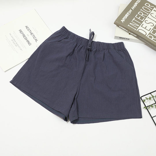 High Waist Cotton Linen Shorts Women's Summer Stretch Waist Loose Casual Linen Slimming Korean Style Hot Pants plus size Thin Wide Leg Pants