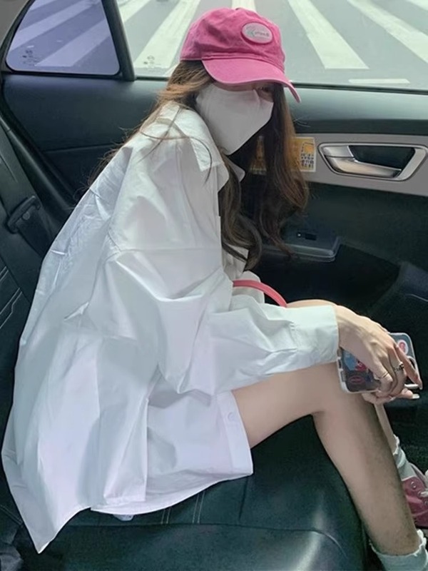 早春宽松白色衬衫薄款外套女夏季2025新款设计感小众防晒衬衣上衣|undefined