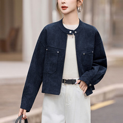 时尚短款休闲外套女2025春秋新款高级感休闲百搭宽松显瘦立领上衣
