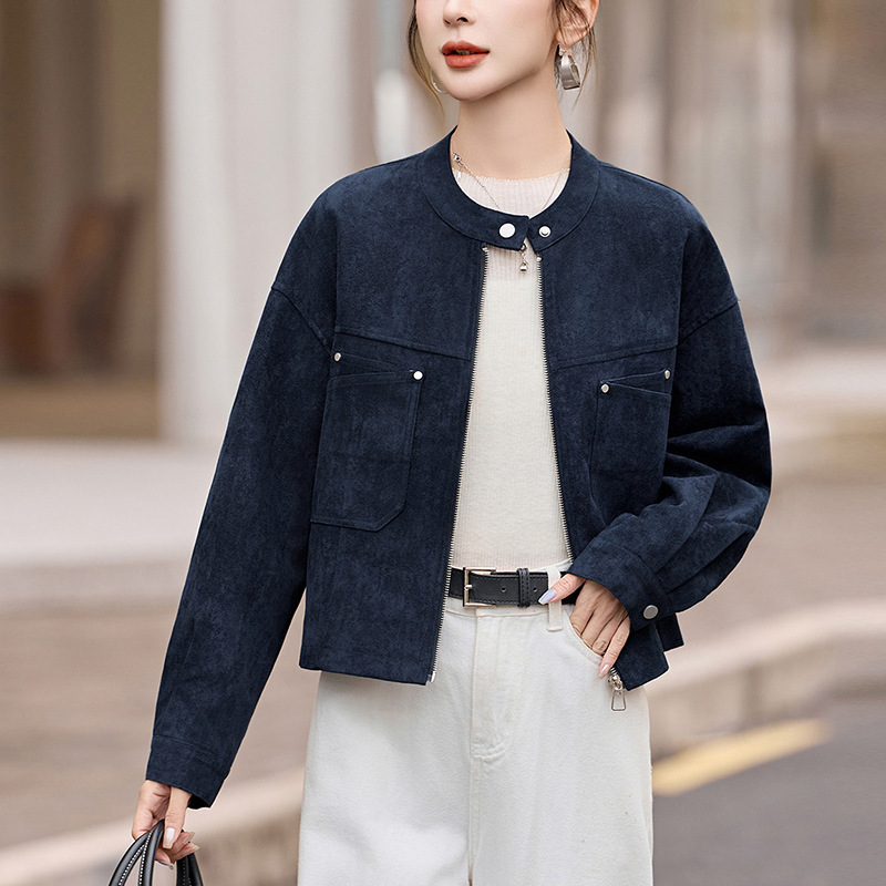 时尚短款休闲外套女2025春秋新款高级感休闲百搭宽松显瘦立领上衣|undefined