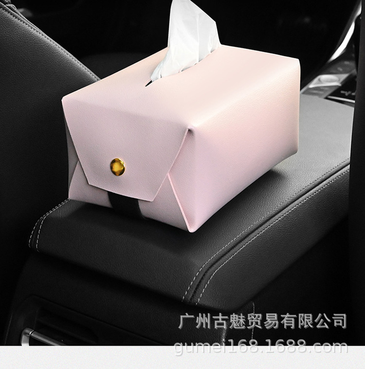 Car Tissue Box Premium Sense Car Leather Tissue Box Women's Car Tissue Drawers Backrest Drawers High-end in stock