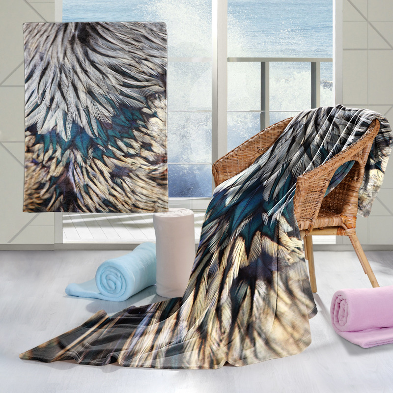 亚马逊热销动物羽毛午睡办公室礼品沙发保暖床单空调法兰绒毛毯