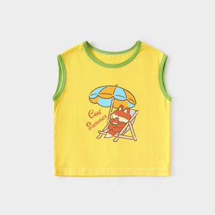 Children's Vest Summer Thin Boy's Pure Cotton Sleeveless T-shirt Baby's Short Top Girls' Summer Vest Children's Wear