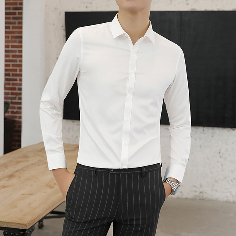 2025 New Men's Shirt Business Men's Solid Color Stretch Long Sleeve Business Wear Workwear White Shirt Dropshipping 2025 New Men's Shirt Business Men's Solid Color Stretch Long Sleeve Business Wear Workwear White Shirt Dropshipping