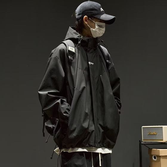 Men's Japanese Style Trendy Brand Loose Hooded Mountaineering Suit Men's Spring and Autumn American Style Casual Work Jacket Coat