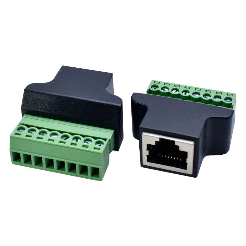 Терминал RJ45 на 8-контактный, беспаечный зеленый терминал, сетевой адаптер RJ45, удлинитель с кристаллической головкой 8P8C RJ45