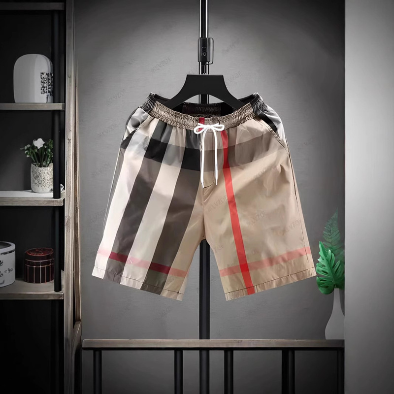 Cross-Border Men's Shorts Summer New Quick-Drying Beach Pants Sports Casual Mid-Pants Simple Contrasting Color Workwear Plaid Pants Cross-Border Men's Shorts Summer New Quick-Drying Beach Pants Sports Casual Mid-Pants Simple Contrasting Color Workwear Plaid Pants