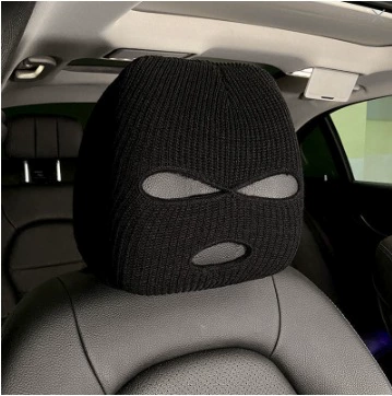 Shake the same car headrest seat pullover personality funny fun car universal headgear black white (Headrest) - sheniu-protection-headgear-black-1