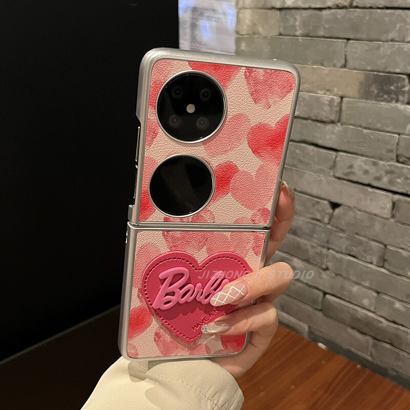 [Advanced Sense] Foundation Full Screen Red Love Barbie Suitable for Huawei pocket2 Phone Case nova Foldable p50 Two-Piece Set zflip6/5/4 Hard Shell n3 Female N2 flip m Xflip