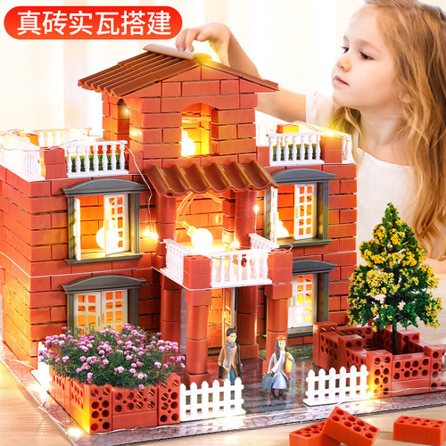 House Building Brick Wall Toy for Kids 3 Brick Mason Mini Bricks DIY Real Brick Architectural Building Set for Children