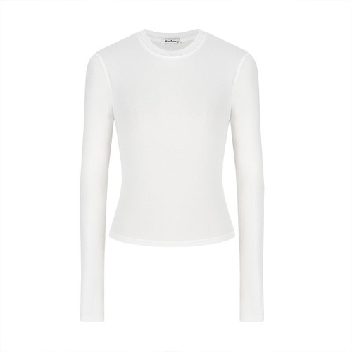 Basic Fit Slimming Long-Sleeve T-Shirt for Women - Autumn/Winter 2025 New Arrival, Versatile White Base Layer with Semi-High Collar Top for Women