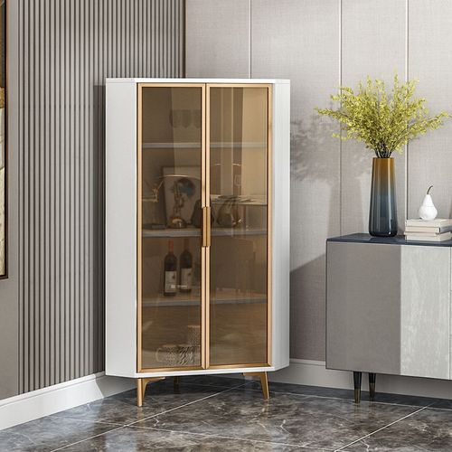 3x Light luxury corner cabinet, corner cabinet, triangular storage rack, living room sofa, corner cabinet, wine cabinet, glass storage